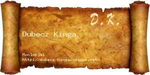 Dubecz Kinga névjegykártya
